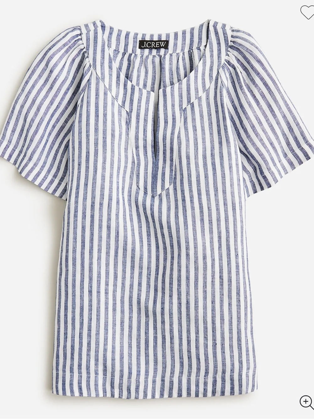 J. Crew Navy and White Vertical Stripe Short-Sleeve Tunic